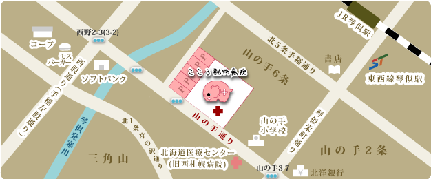 こころ動物病院の地図